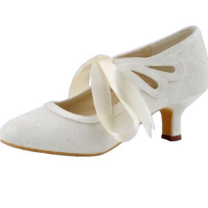 Elegant Park 👰🏼 Women's Lace Wedding 💒 Heels Closed Toe Cut Out Size 8 NWOT